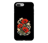 Red Poppy Japanese Woodblock Flower Case for iPhone 7 Plus/8 Plus