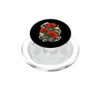Red Poppy Japanese Woodblock Flower PopSockets PopGrip for MagSafe