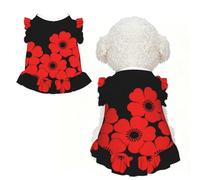 Red Poppy L Pet Apparel for Small Dogs-Cute Summer Outfit for Puppy, Soft Breathable Pet Clothes for Cat