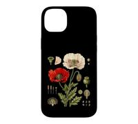 Red Poppy Morphology Botanical Flower Capsule Plate Case for iPhone 14 Plus