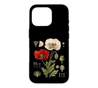 Red Poppy Morphology Botanical Flower Capsule Plate Case for iPhone 16 Pro