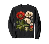 Red Poppy Plant Morphology Botanical Capsule Plate Sweatshirt