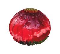 Red Poppy print Stylish Shower Cap Reusable Shower Cap Women Large Shower Cap for Braids Long Hair