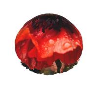 Red Poppy print Stylish Shower Cap Reusable Shower Cap Women Large Shower Cap for Braids Long Hair