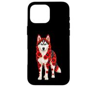 Red Poppy Siberian Husky Dog Flower Gardening Floral Case for iPhone 16 Pro Max