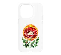 Red Poppy Stained Glass Flower Window Case for iPhone 15 Pro