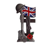 Red Poppy UK Flag Never Forget Veteran Soldier Remembrance Day Brooch Enamel Pin Badge