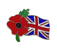 Red Poppy Union Jack Flag Pins Veteran Soldier Remembrance Day Brooch Enamel Pin Badge