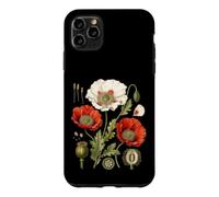 Red Poppy Wildflower Study Petals Leaves Pods Seeds Case for iPhone 11 Pro Max