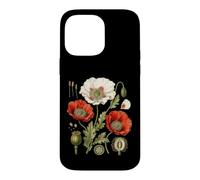 Red Poppy Wildflower Study Petals Leaves Pods Seeds Case for iPhone 14 Pro Max