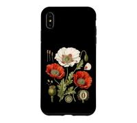 Red Poppy Wildflower Study Petals Leaves Pods Seeds Case for iPhone XS Max