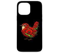 Red Poppy Wren Bird Flower Gardening Floral Case for iPhone 13 Pro Max