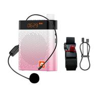 (Red) Portable Bluetooth 5.0 Speaker Professional Voice Amplifier with Microphone FM Radio Sound 2000mAh Battery Life