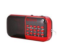 Red Portable FM Radio MIni Music Speaker Radio with 2 TF Card Slot and Large LCD Display Support 87.5-108MHz FM Stations, Long Play Time, Hifi Sound