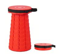 Red Portable Folding Telescopic Stool Adjustable Camping Chair 45cm