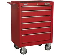 Red Portable Tool Chest With 6 Drawers And Lock For Mobile Storage Solutions