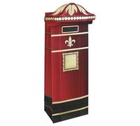 Red Postbox Christmas Bottle Gift Bag 35cm - Festive Paper Wine & Champagne Present Bag with Ribbon Handles & Letter Tag