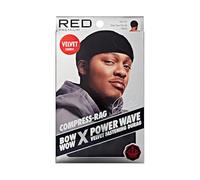 RED Premium Bow Wow X Power Wave Durag, 360 Wave Compression Cap for Men & Women, Adjustable Hook-and-Loop Strap, Stylish & Durable, Ideal for Locs, Braids, Finger Waves (Velvet - Black)