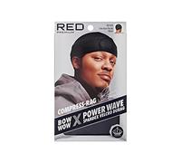 RED Premium Bow Wow X Power Wave Durag, 360 Wave Compression Cap for Men & Women, Adjustable Hook-and-Loop Strap, Stylish & Durable, Ideal for Locs, Braids, Finger Waves (Spandex - Black)
