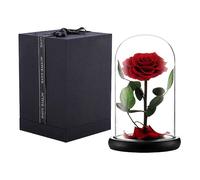 (Red) Preserved Real Rose Eternal Rose In Glass Dome Gift For Her Thanksgiving Christmas Valentine's Day Birthday Mother's Day (red)