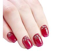 Red Press On False Nails Bride Nail Tips for Women Glue On False Nails Artificial Fingernails Stick On Nails for Women 24pcs
