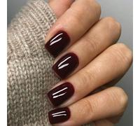 Red Press On Nails Short - Soft Gel Press on Nail, Square Glue on Nails, Reusable Stick on Nail, Gifts for Women Girls