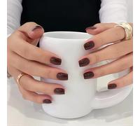 Red Press On Nails Short - Soft Gel Press on Nail, Square Glue on Nails, Reusable Stick on Nail, Gifts for Women Girls