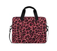 Red Print Leopard Laptop Sleeve Case Thin Laptop Case Crossbody Bags for Work Journey with Strap Handle, 13 14 15.6 inch