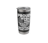 RED Proud Deployed Military Spouse Soldier Husband Support Stainless Steel Insulated Tumbler
