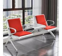 Red PU Leather Waiting Reception Chair 2Seat Office Guest Bench with Table & Arms Stylish Lobby Hospital Bank Barbershop Seating Solution