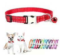 Red Puppy Collar with Bell XS Dog Bell Collar Cat Collar with Bells Reflective Kitten Pet Puppy Collars Girl Female Boy Nylon Metal Buckle Puppia XSmall X-Small Extra Small Dog Collar