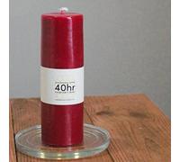 Red Pure Beeswax Pillar Candle - 40hr Burning time - Handmade in Wales