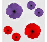 Red Purple Poppy Window Stickers, Remembrance Day Window Stickers Double Sided Static Lest We Forget Car Stickers Poppy Decals Remembrance Day Decorations (Medium, Animal of War)