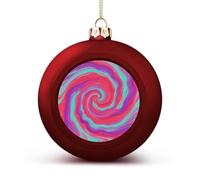 Red - Purple Vortex Christmas Ball Ornaments - Shatterproof Plastic Vintage Rustic Xmas Tree Decorations Pendant for Family Holiday Wedding Party Xmas Hanging Decoration