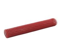 Red PVC-Coated Galvanised Steel Chicken Wire Mesh Fence 10x1m, 12mm 12x12mm Net