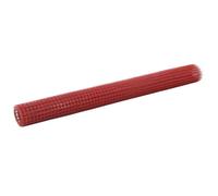 Red PVC-Coated Galvanized Steel Chicken Wire Fence Roll 10x1.5m 12mm Mesh 0.9mm