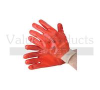 Red PVC Coated Work Gloves - 12 Pairs
