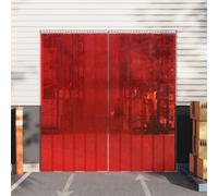 Red PVC Door Curtain 300mm x 2.6mm 25m Long Insulating Soundproofing Opaque Blackout Transparent Ideal for Living Room Bedroom Kitchen Balcony Door