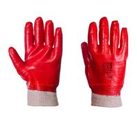 Red PVC Gloves Safety Work Fully Coated Dipped EN388 Size Extra Large XL (10)