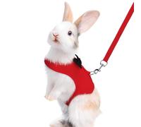 Red Rabbit Harness and Leash Set, with Cute Bow Soft Breathable Mesh Bunny Vest Harness for Rabbits Kitten Ferret Puppy Small Pets Walking, L