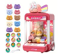 (【Red】Rabbit Head Doll Machine) Large Claw Machine Toy for Kids - Pink Miniature Gumball Machine with 10 Dolls, Twisted Eggs & USB Cable - Fun Birthday or Party Gift