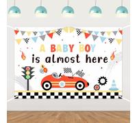 Red Race Car Baby Shower Backdrop - A Baby Boy is Almost Here Decorations,Let’s Go Racing Car Themed Photography Background for Pregnancy Celebration Newborn Party