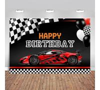Red Race Car Happy Birthday Backdrop, Racing-Themed Birthday Party Photo Booth Props 350x240CM