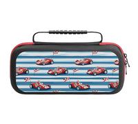 Red Race Car with Checkered Flags Carrying Case Compatible with Switch Accessories Holds 20 Game Cartridge