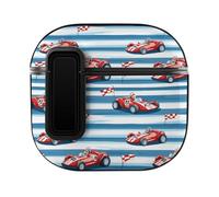 Red Race Car with Checkered Flags Compatible with AirPods 4 Case Cover with Button Protector