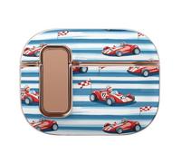 Red Race Car with Checkered Flags Compatible with Airpods Pro 2 Case Cover with Button Buckle Electroplating