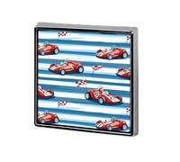 Red Race Car with Checkered Flags Square Badge Pin Metal Memorial Brooch Button Lapel Pins for Backpack Wedding