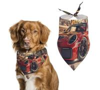Red Racing Car Cute Dog Bandanna Scarf Printed Adjustable Triangle Pet Kerchief for Dogs And Cats