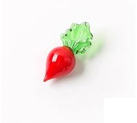 Red Radish Handmade Mini Vegetable Fruit Hand Blown Glass Ornaments Miniature Vegetable Figurine Desktop Decor Cute Tiny Collectibles Gifts Decor