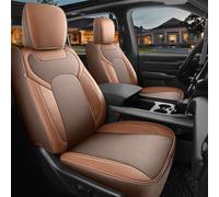 Red Rain Brown and Orange Leather Seat Covers Custom for Dodge Ram Fit 2019 to 2025 1500 Pick-up Truck Waterproof Luxury (Dodge-Straight Bench with Brown+Orange-2019/2025)